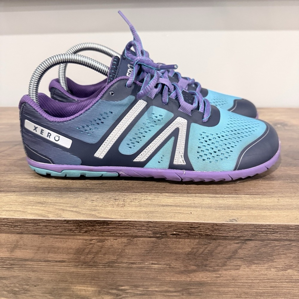 Xero HFS Barefoot Minimalist Zero Drop Running Shoe Women 8.5 Blue Purple Mesh